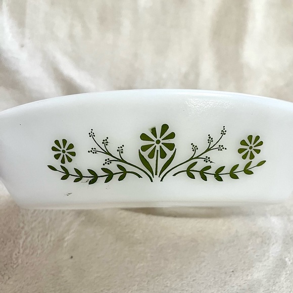 Vintage Glasbake Green Daisy Divided Casserole Dish - Picture 3 of 7